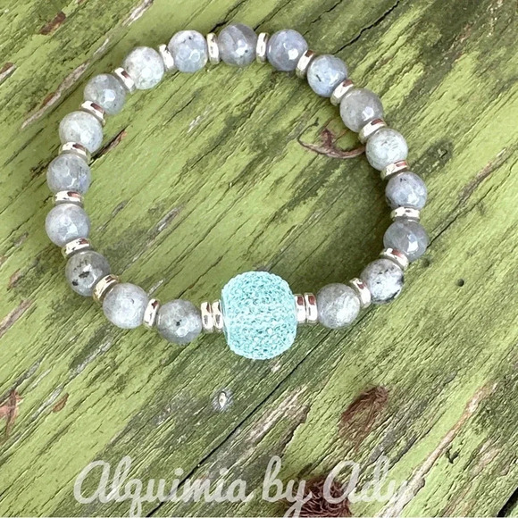 Labradorite chunky beaded bracelet/August birthstone - Picture 2 of 6